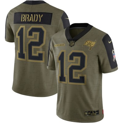 Tampa Bay Buccaneers #12 Tom Brady Olive Nike 2021 Salute To Service Limited Player Jersey Men's